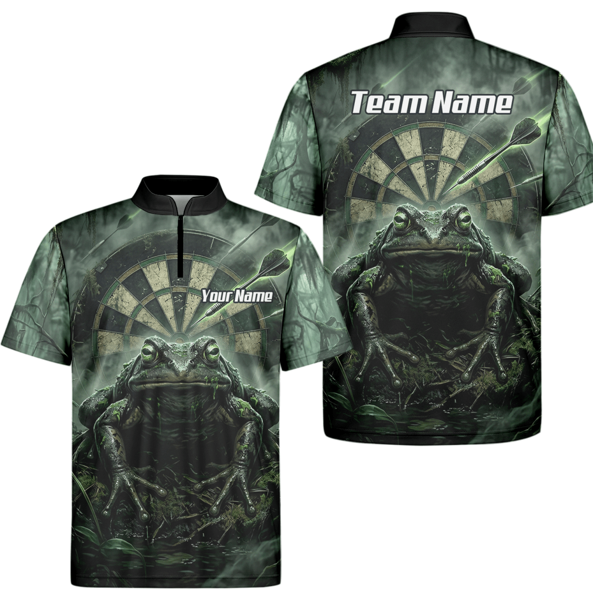 Dart Trikot Herren – Sumpf - Kröte Design Grün Schwarz – Personalisiert J6550 - Outfitsuche
