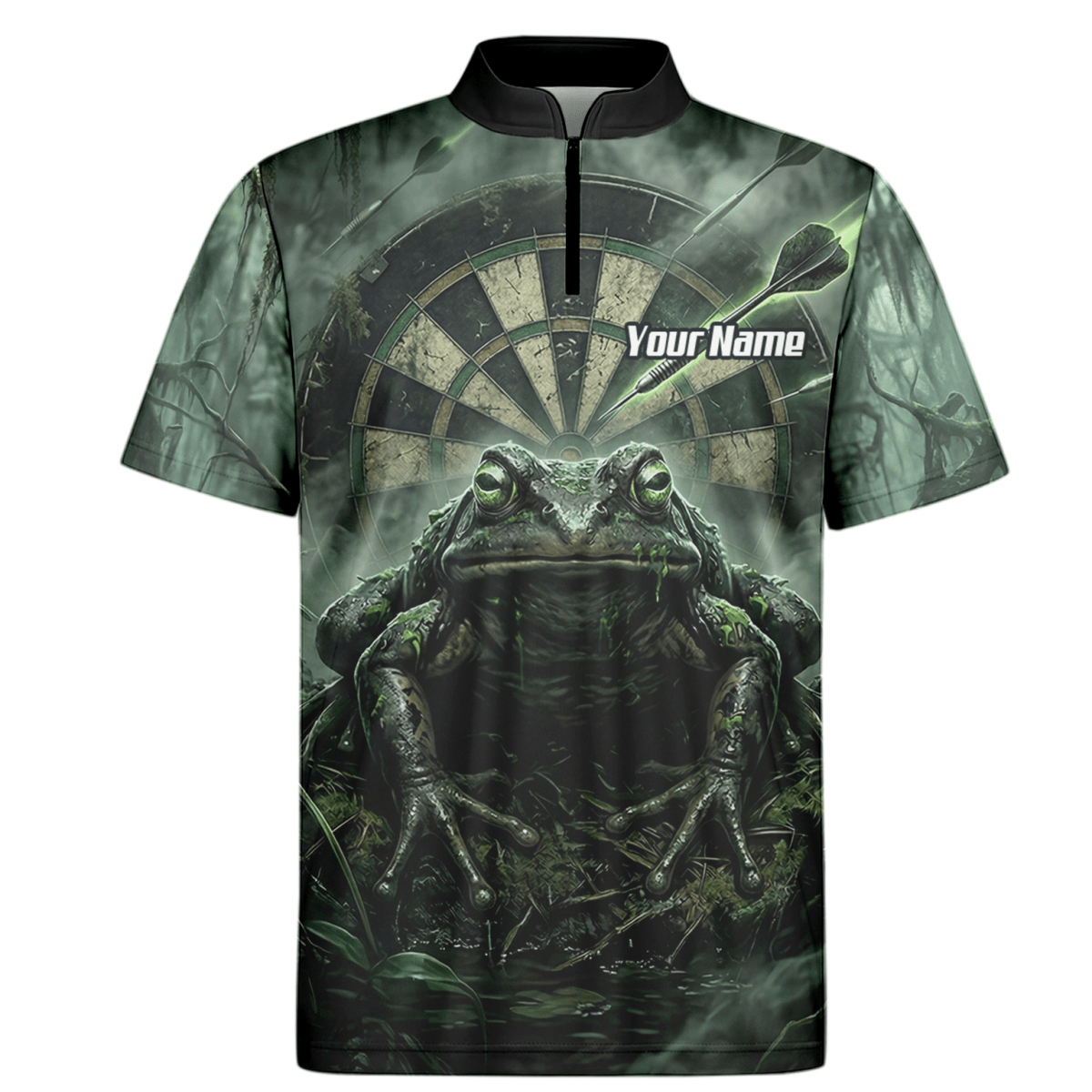 Dart Trikot Herren – Sumpf - Kröte Design Grün Schwarz – Personalisiert J6550 - Outfitsuche