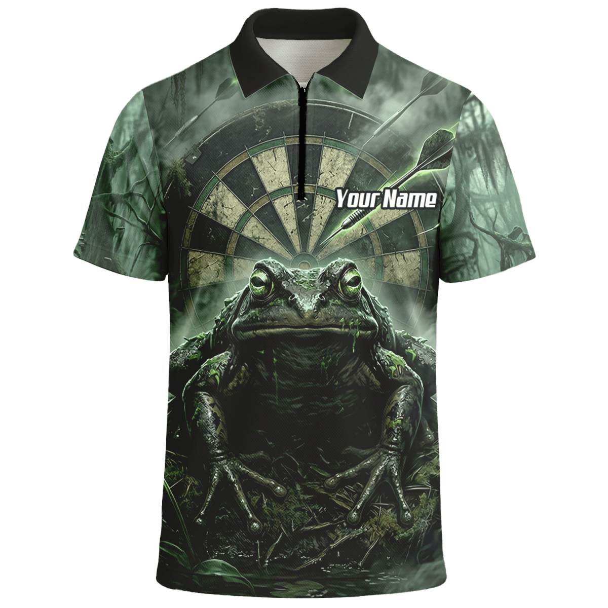 Dart Trikot Herren – Sumpf - Kröte Design Grün Schwarz – Personalisiert J6550 - Outfitsuche