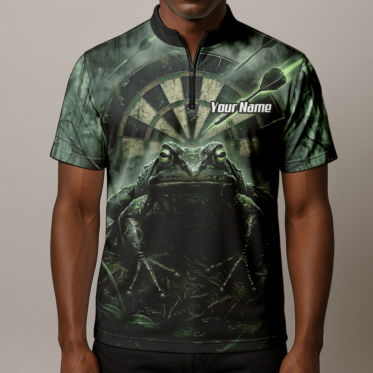 Dart Trikot Herren – Sumpf - Kröte Design Grün Schwarz – Personalisiert J6550 - Outfitsuche