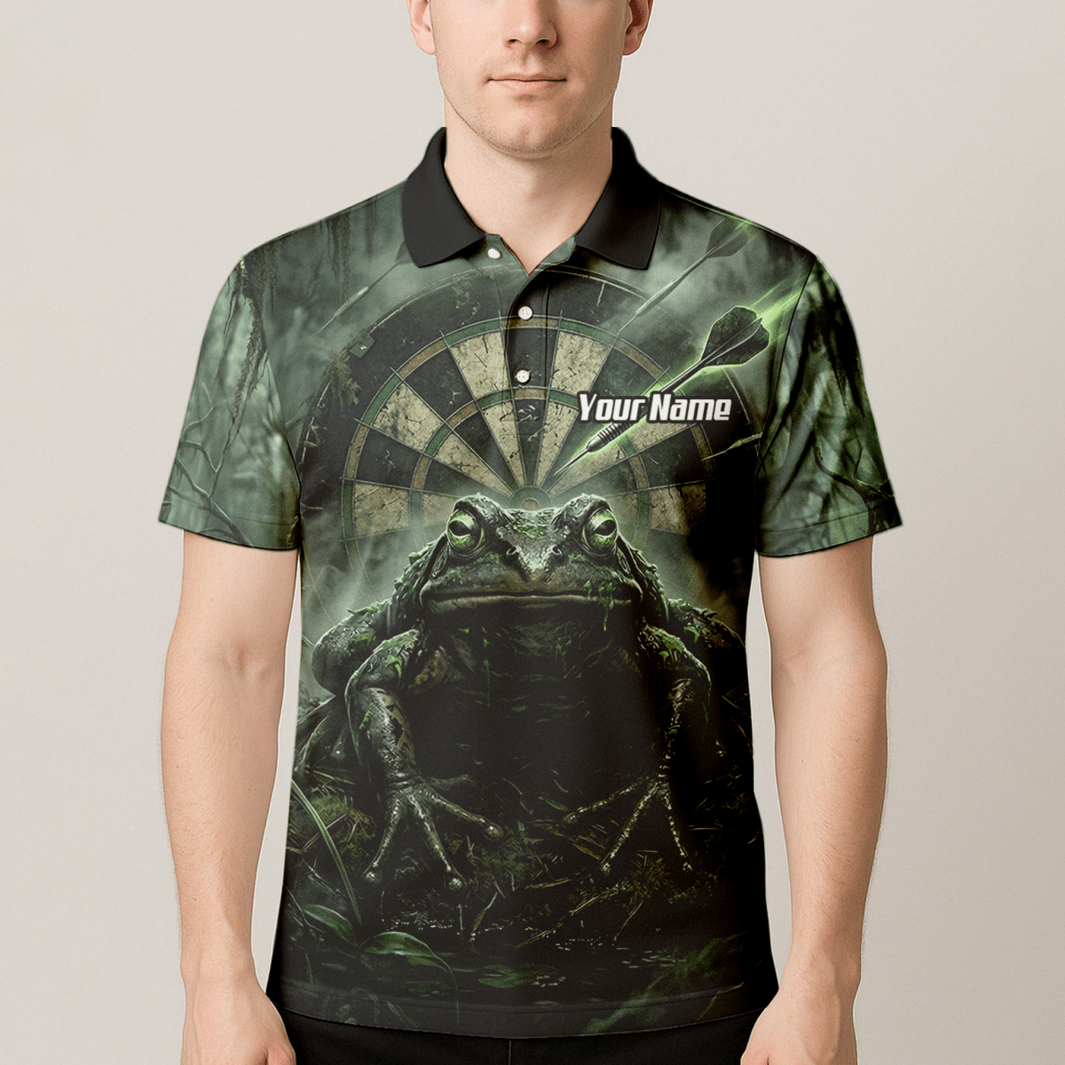 Dart Trikot Herren – Sumpf - Kröte Design Grün Schwarz – Personalisiert J6550 - Outfitsuche