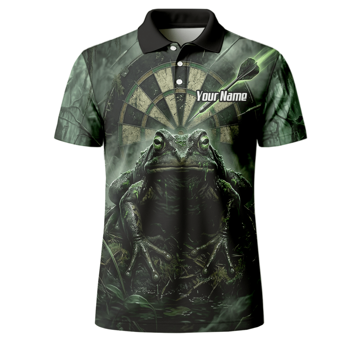 Dart Trikot Herren – Sumpf - Kröte Design Grün Schwarz – Personalisiert J6550 - Outfitsuche