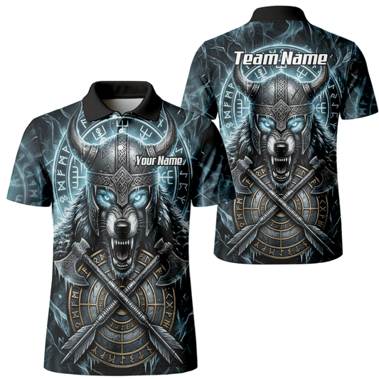Dart Trikot Herren – Wikinger Wolf & Runen – Blau Schwarz personalisierbar N8517 - Outfitsuche