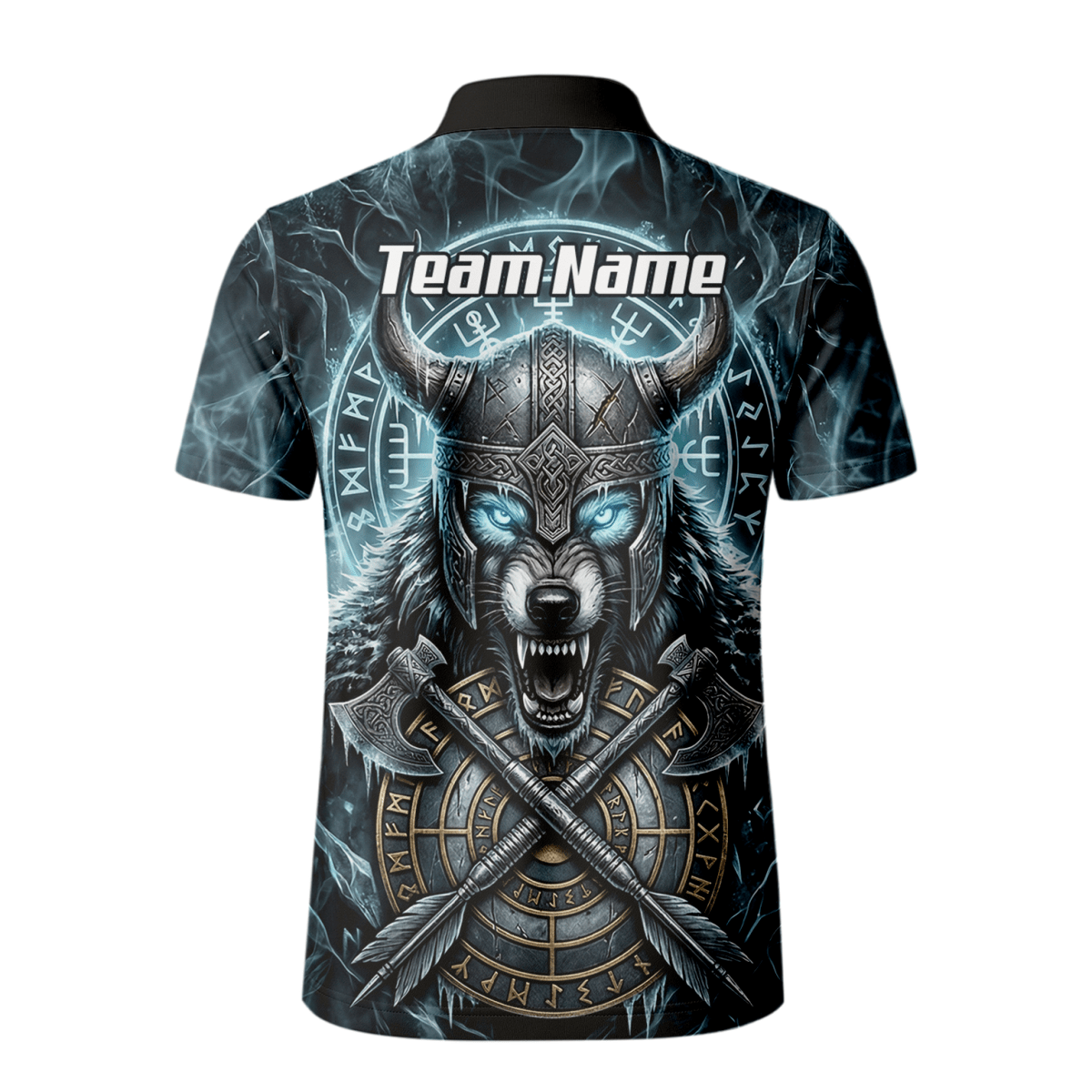 Dart Trikot Herren – Wikinger Wolf & Runen – Blau Schwarz personalisierbar N8517 - Outfitsuche