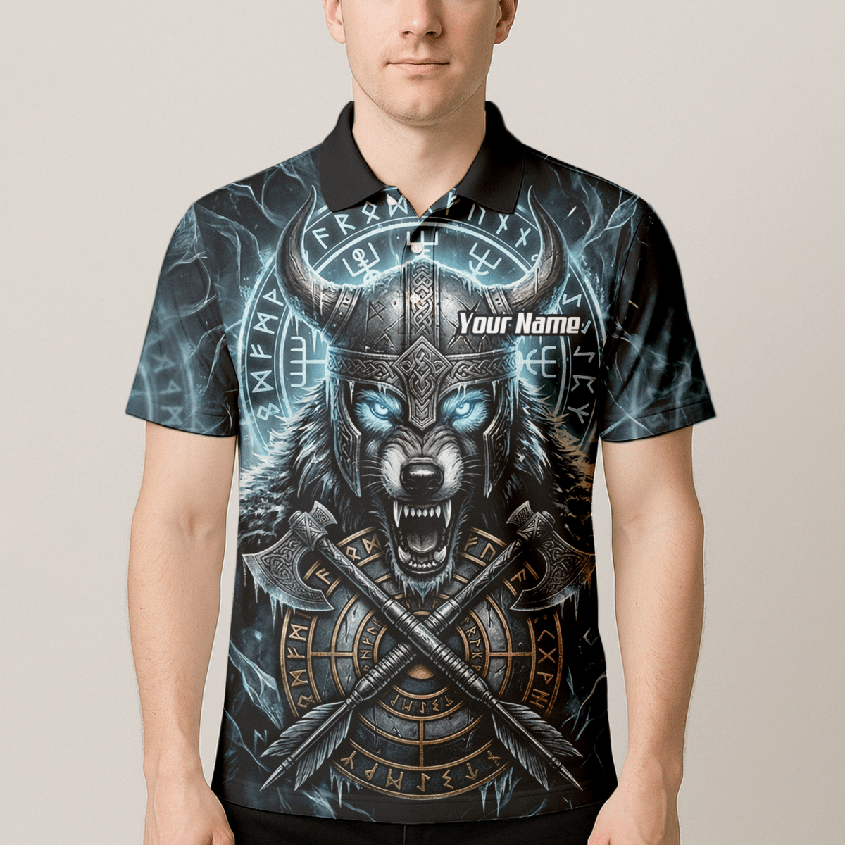 Dart Trikot Herren – Wikinger Wolf & Runen – Blau Schwarz personalisierbar N8517 - Outfitsuche