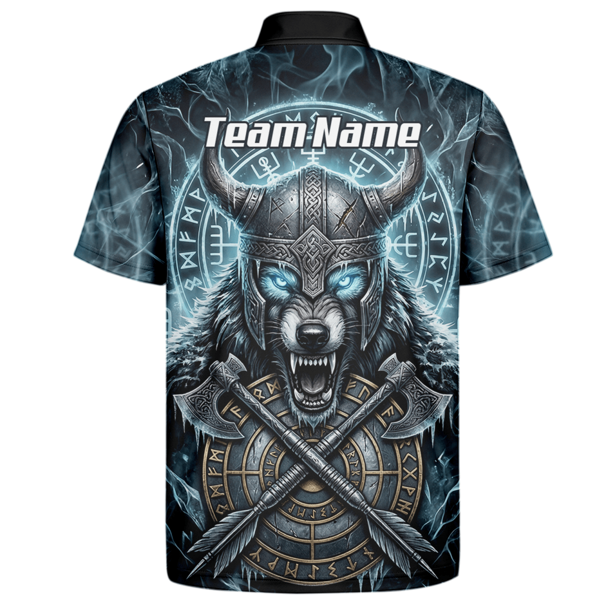 Dart Trikot Herren – Wikinger Wolf & Runen – Blau Schwarz personalisierbar N8517 - Outfitsuche