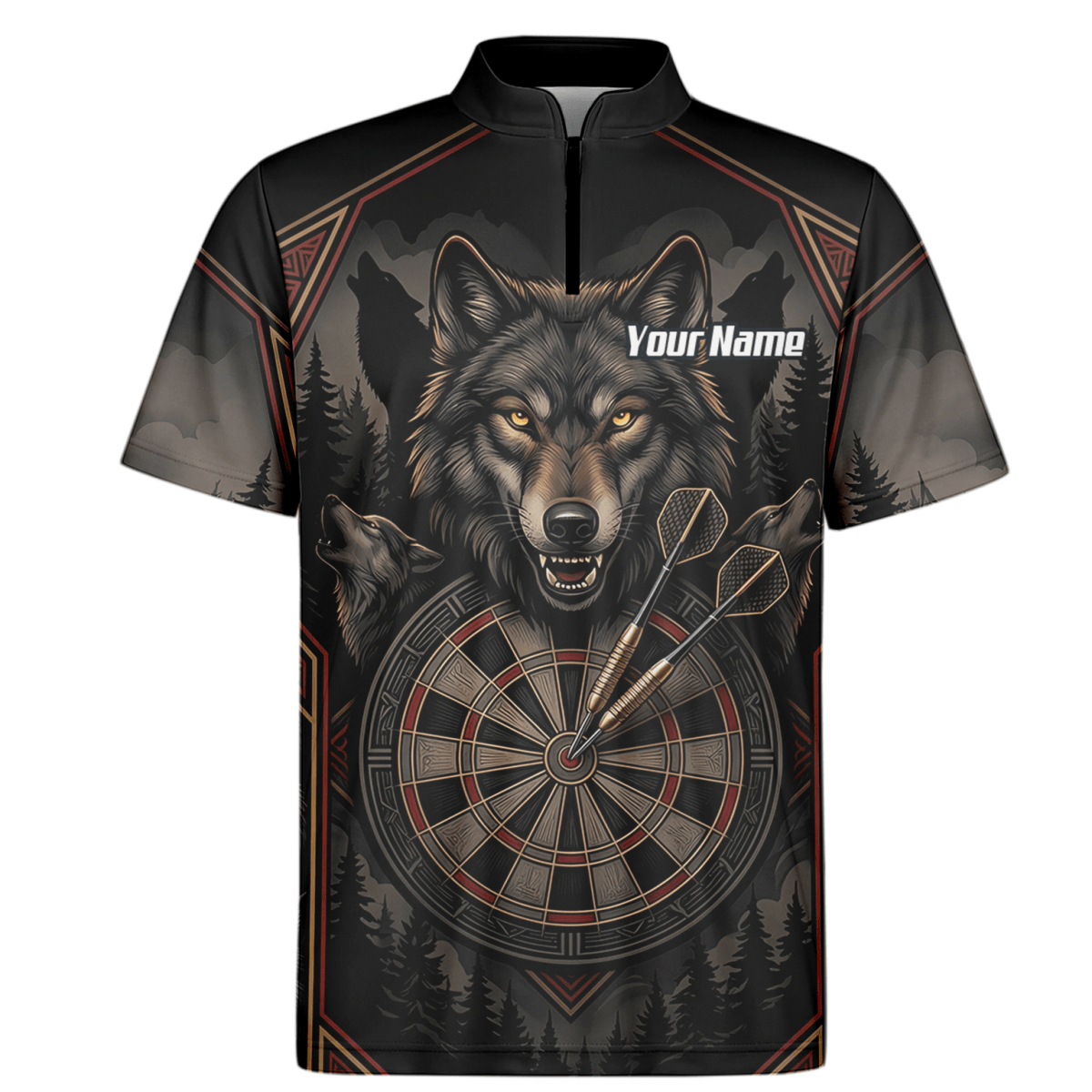 Dart Trikot Herren – Wolf Motiv Schwarz Grau Personalisierbar G4991 - Outfitsuche