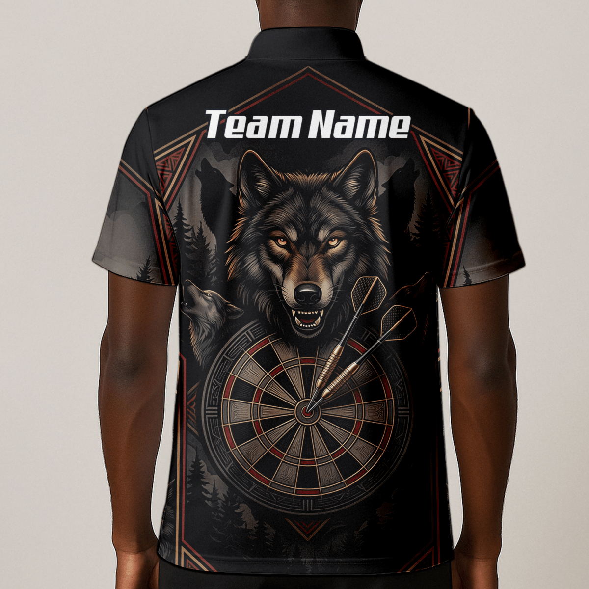 Dart Trikot Herren – Wolf Motiv Schwarz Grau Personalisierbar G4991 - Outfitsuche