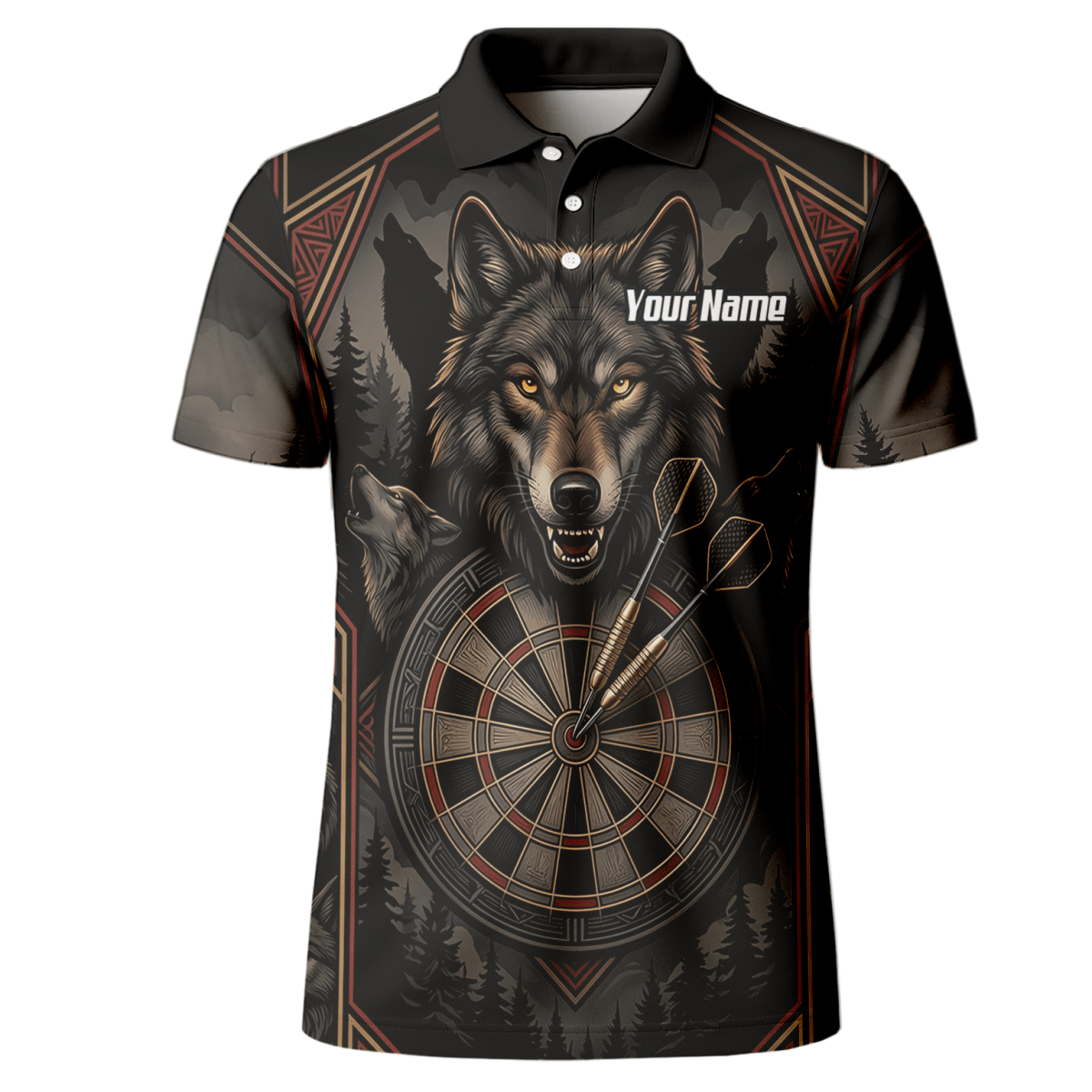 Dart Trikot Herren – Wolf Motiv Schwarz Grau Personalisierbar G4991 - Outfitsuche