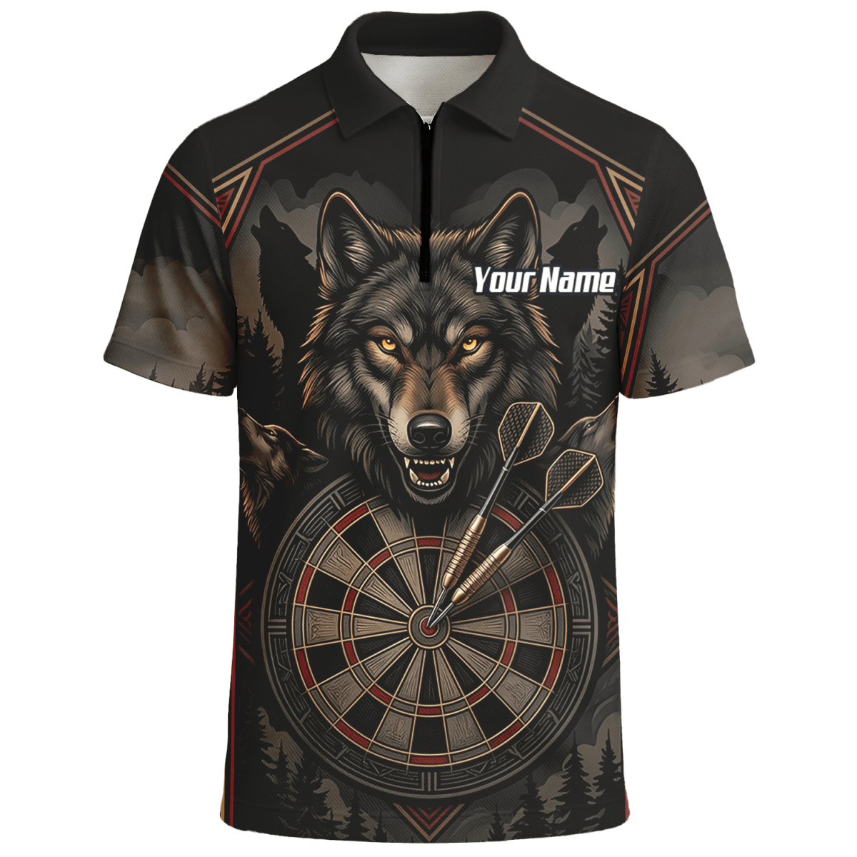 Dart Trikot Herren – Wolf Motiv Schwarz Grau Personalisierbar G4991 - Outfitsuche