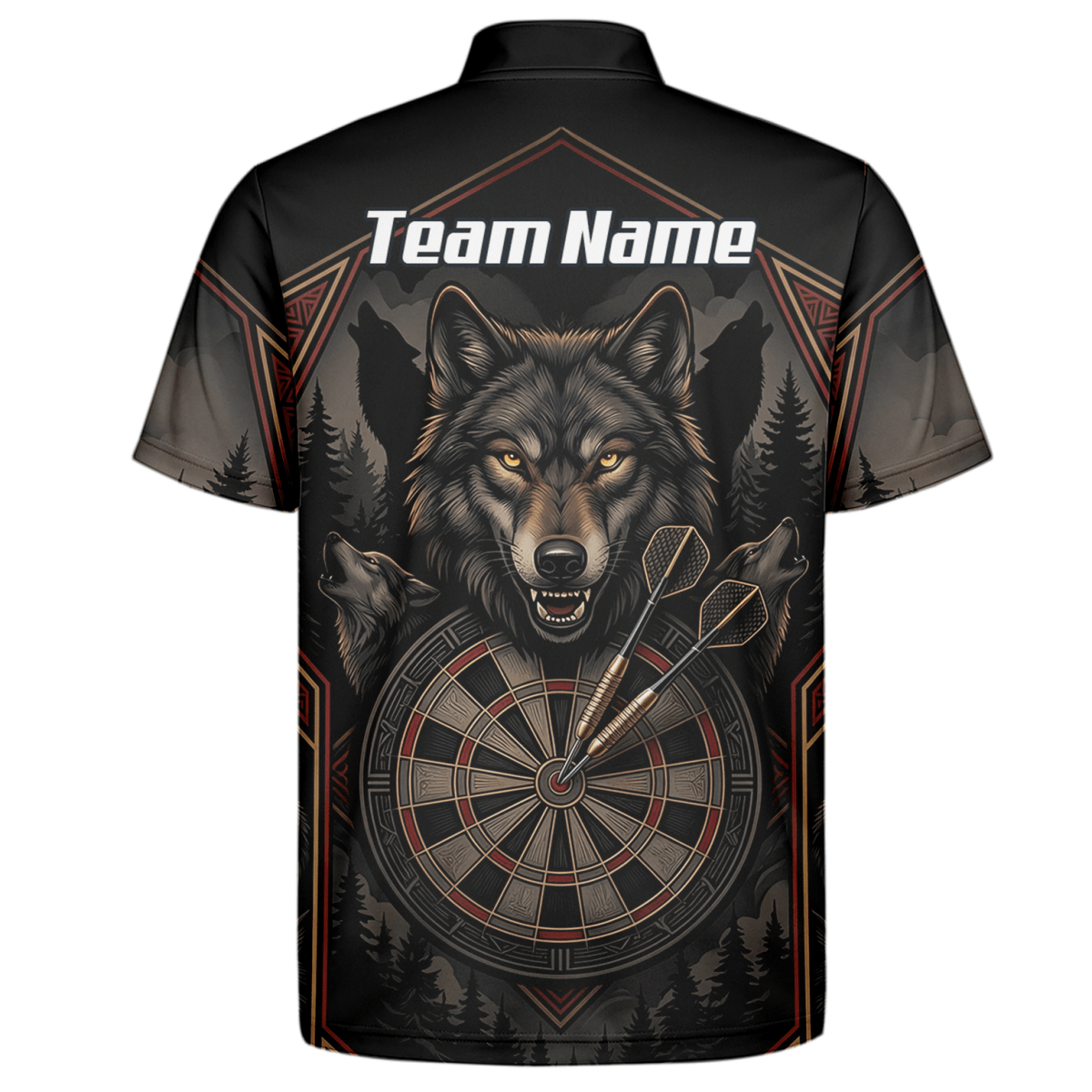 Dart Trikot Herren – Wolf Motiv Schwarz Grau Personalisierbar G4991 - Outfitsuche