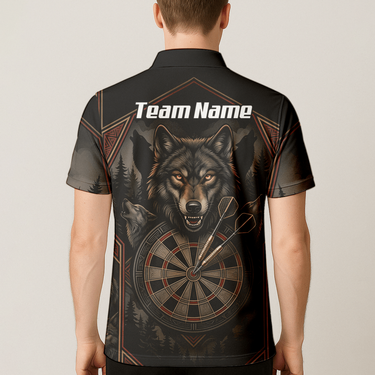 Dart Trikot Herren – Wolf Motiv Schwarz Grau Personalisierbar G4991 - Outfitsuche