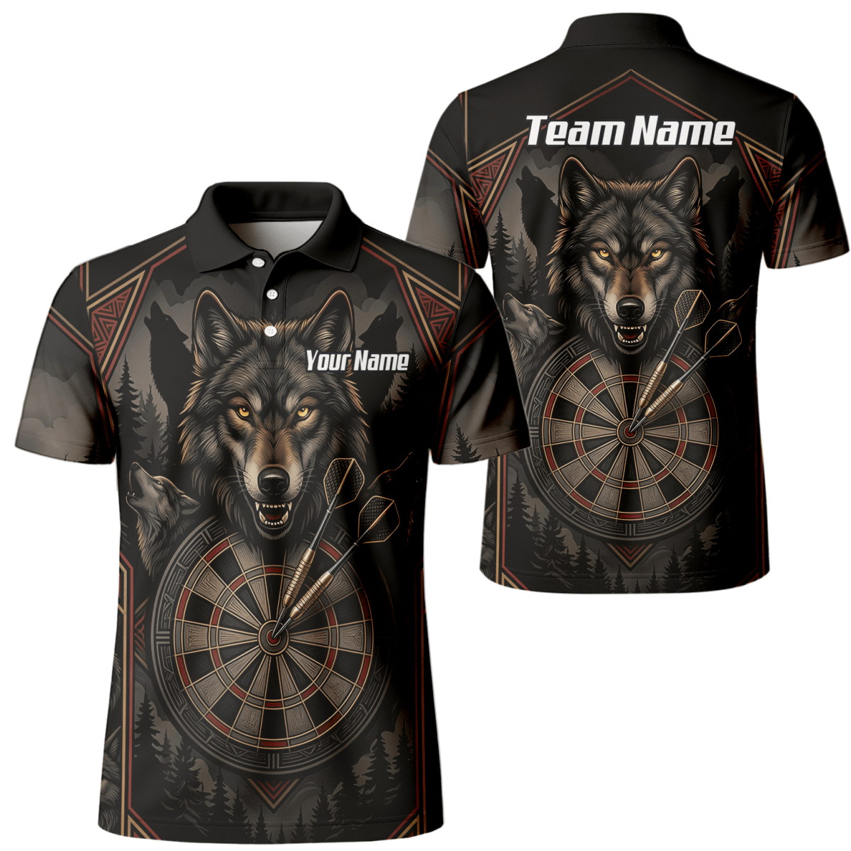 Dart Trikot Herren – Wolf Motiv Schwarz Grau Personalisierbar G4991 - Outfitsuche