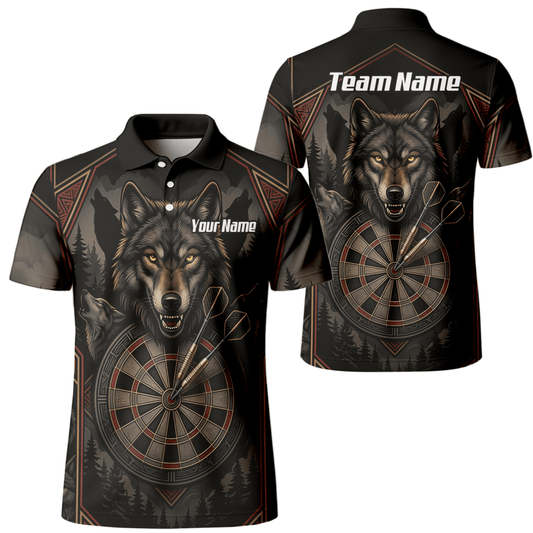 Dart Trikot Herren – Wolf Motiv Schwarz Grau Personalisierbar G4991 - Outfitsuche