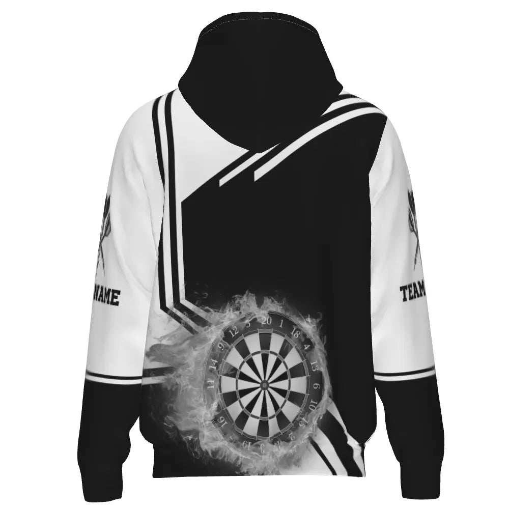 Dart Zipper Hoodie in Schwarz und Weiß mit feurigem Design H7289 - Outfitsuche