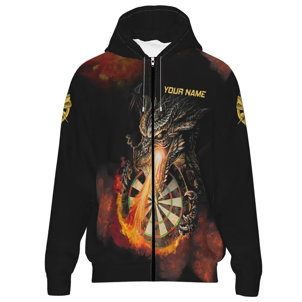 Dart Zipper Hoodie mit Drachen - und Feuer - Motiven – Ideal für Dart - Fans! B0299 - Outfitsuche