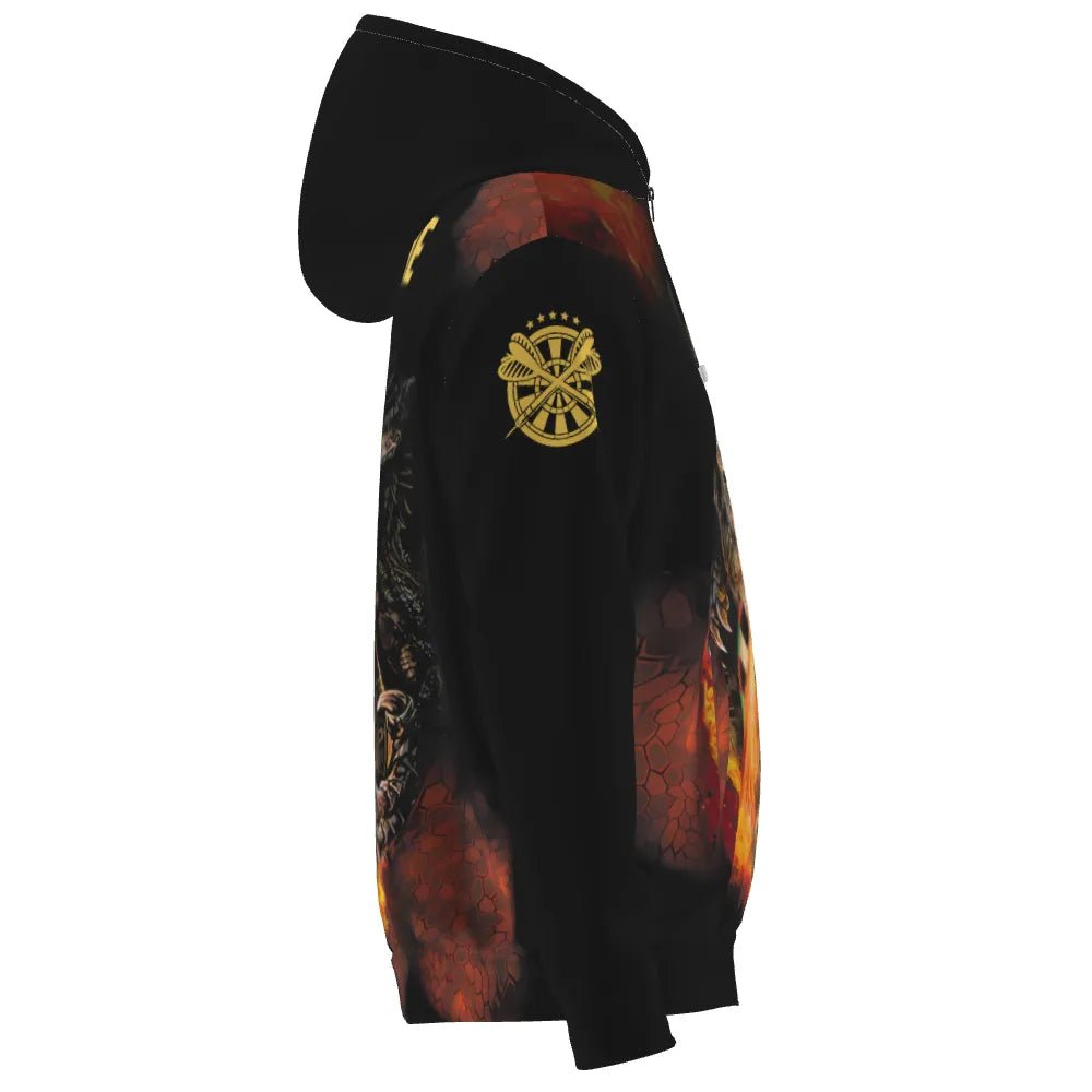 Dart Zipper Hoodie mit Drachen - und Feuer - Motiven – Ideal für Dart - Fans! B0299 - Outfitsuche