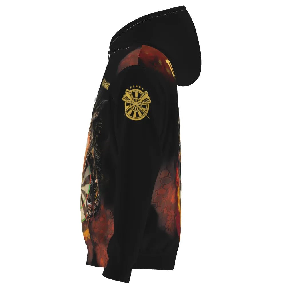 Dart Zipper Hoodie mit Drachen - und Feuer - Motiven – Ideal für Dart - Fans! B0299 - Outfitsuche