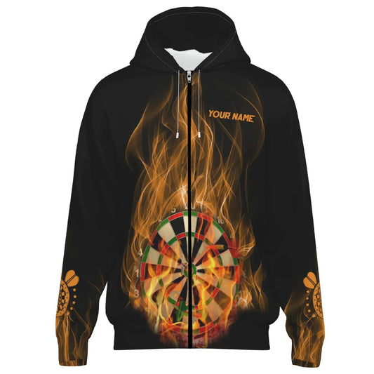 Dart Zipper Hoodie mit feurigen Flammen und Dartboard - Design – Für leidenschaftliche Dartspieler! V359 - Outfitsuche