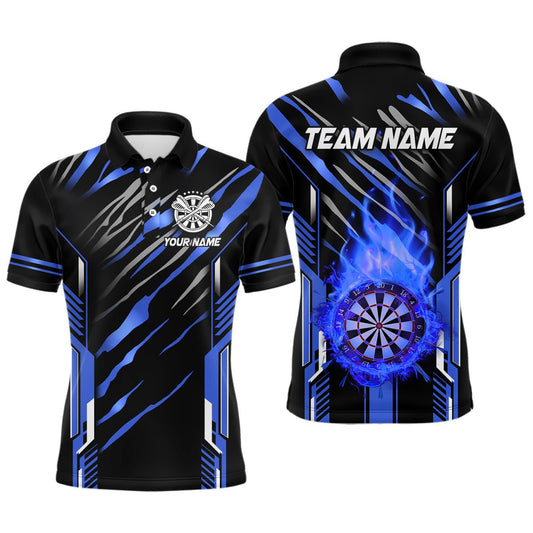 Dartboard mit Flammenmotiv – Individuelle Dart - Shirts für Herren, Beste Dartliga - Trikots für Teams | Blau T3074 - Outfitsuche