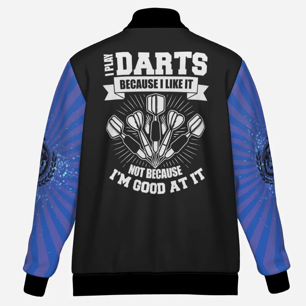 Dartjacke mit blauen Streifen - Ich spiele Darts, weil ich es liebe! M763 - Outfitsuche