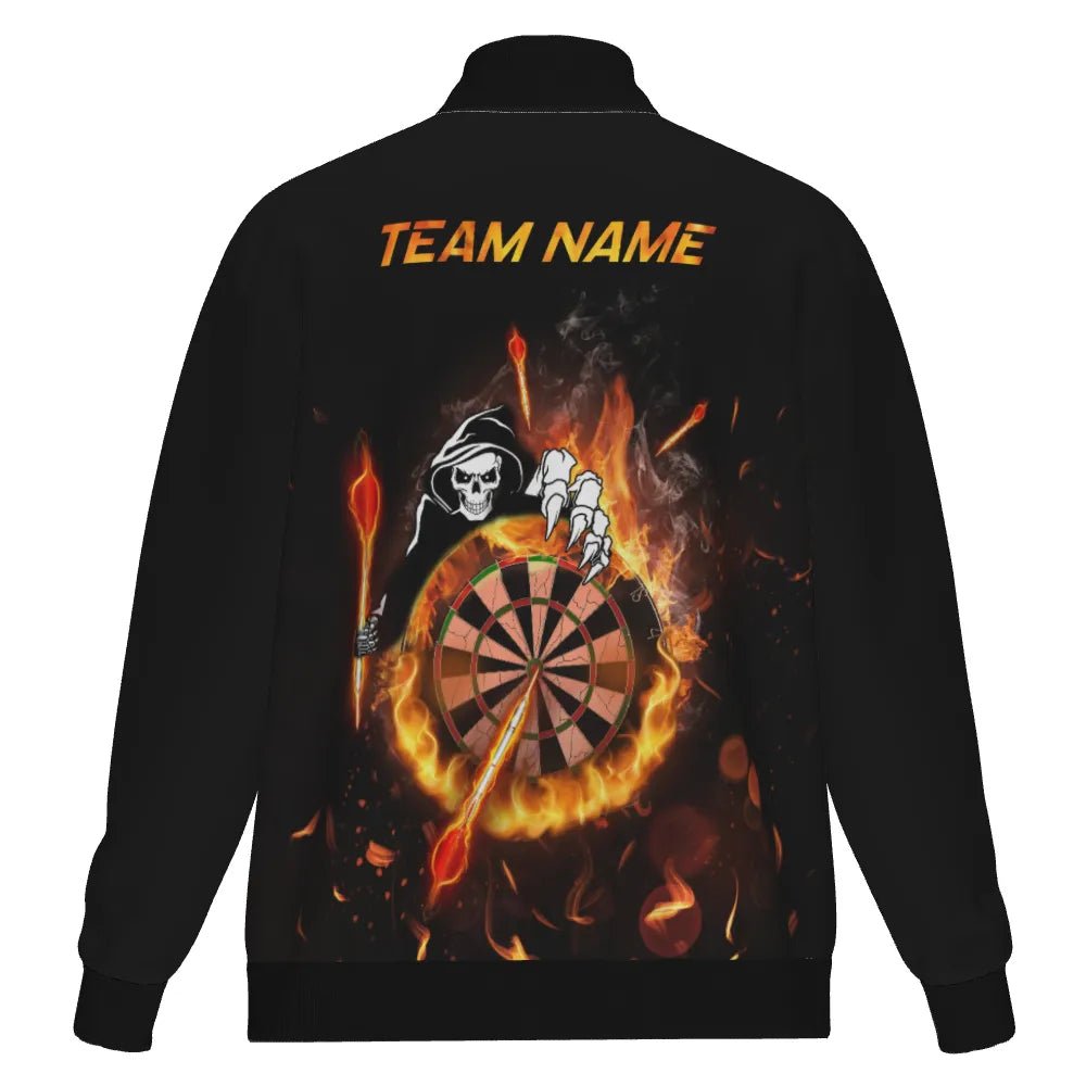 Dartjacke mit Totenkopf - Flammen - Motiv – Für leidenschaftliche Dartspieler! R847 - Outfitsuche