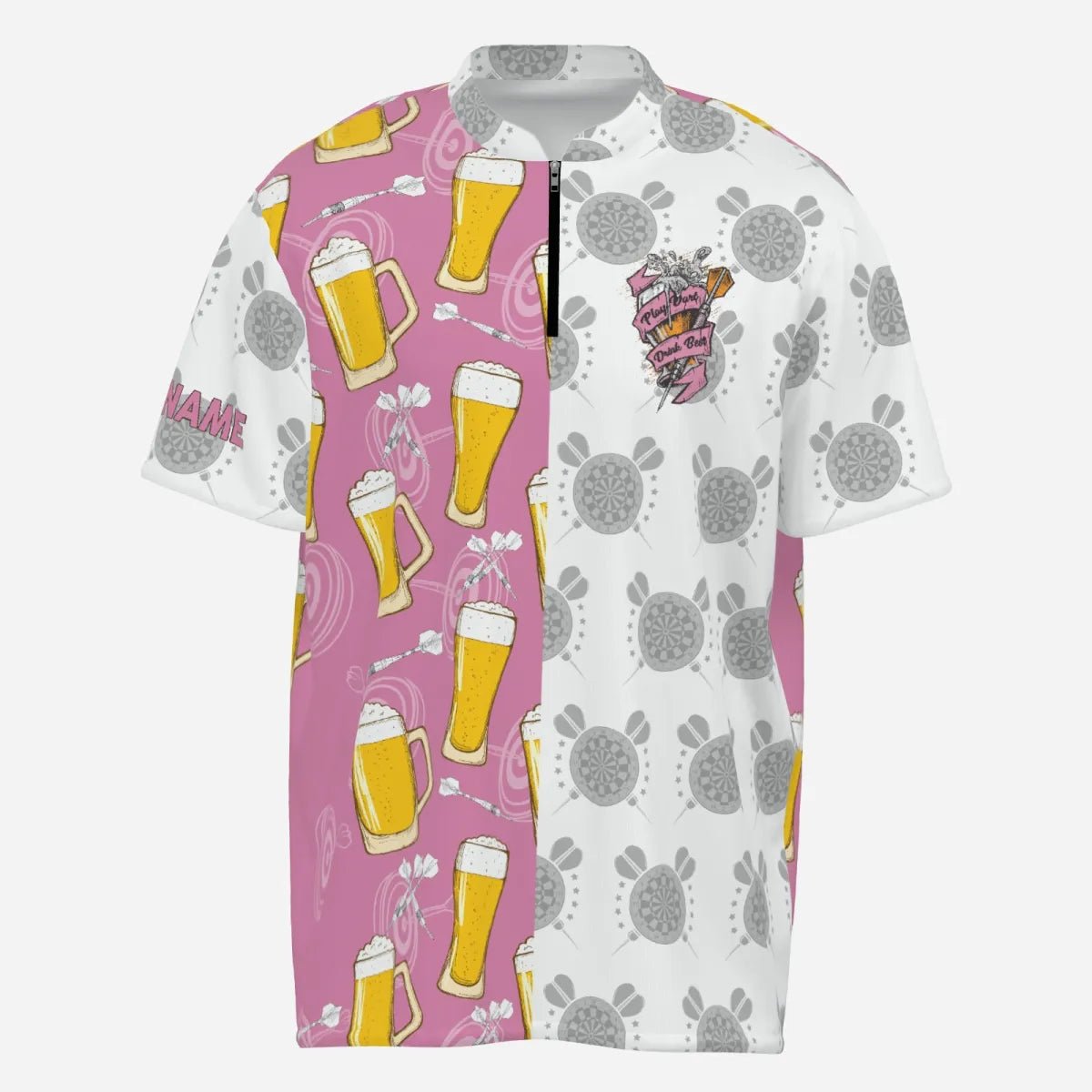 Darts 1/4 - Zip - Shirt in Pink - Für Darts - und Bierliebhaberinnen I664 - Outfitsuche