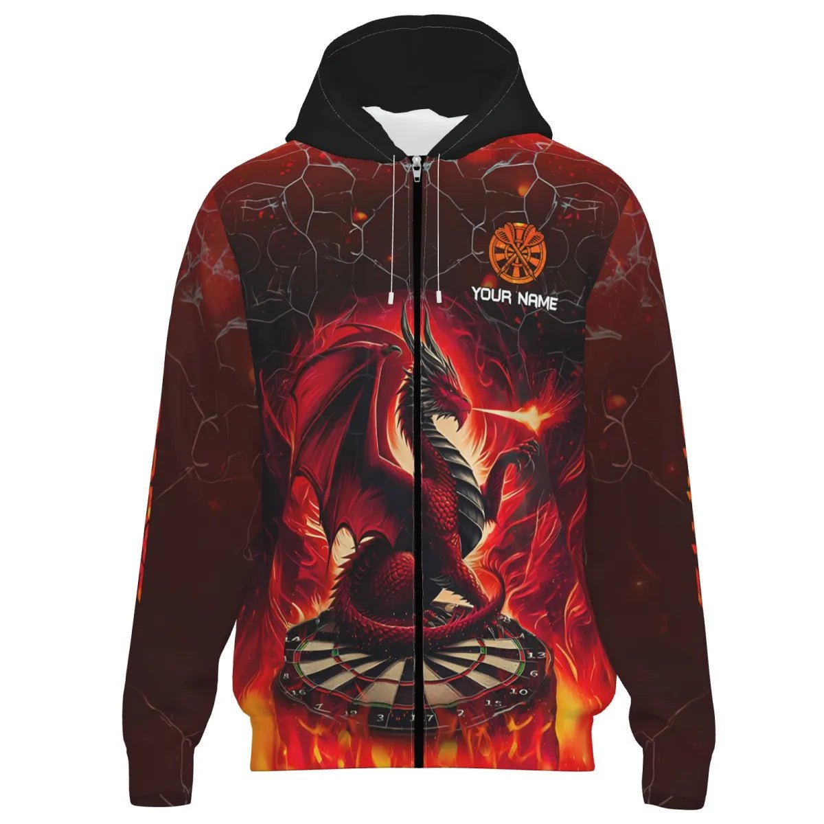 Darts Dragon Fire 3D - gedrucktes Personalisierte Herren Jacke - Rot T2211 - Outfitsuche