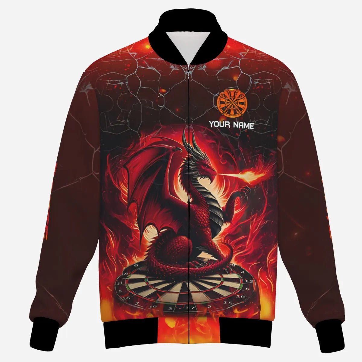Darts Dragon Fire 3D - gedrucktes Personalisierte Herren Jacke - Rot T2211 - Outfitsuche