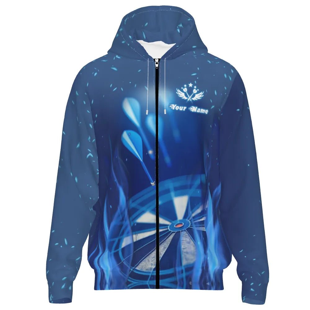 Darts Hoodie mit Reißverschluss – Blaues Flammen - und Sternenmuster V481 - Outfitsuche