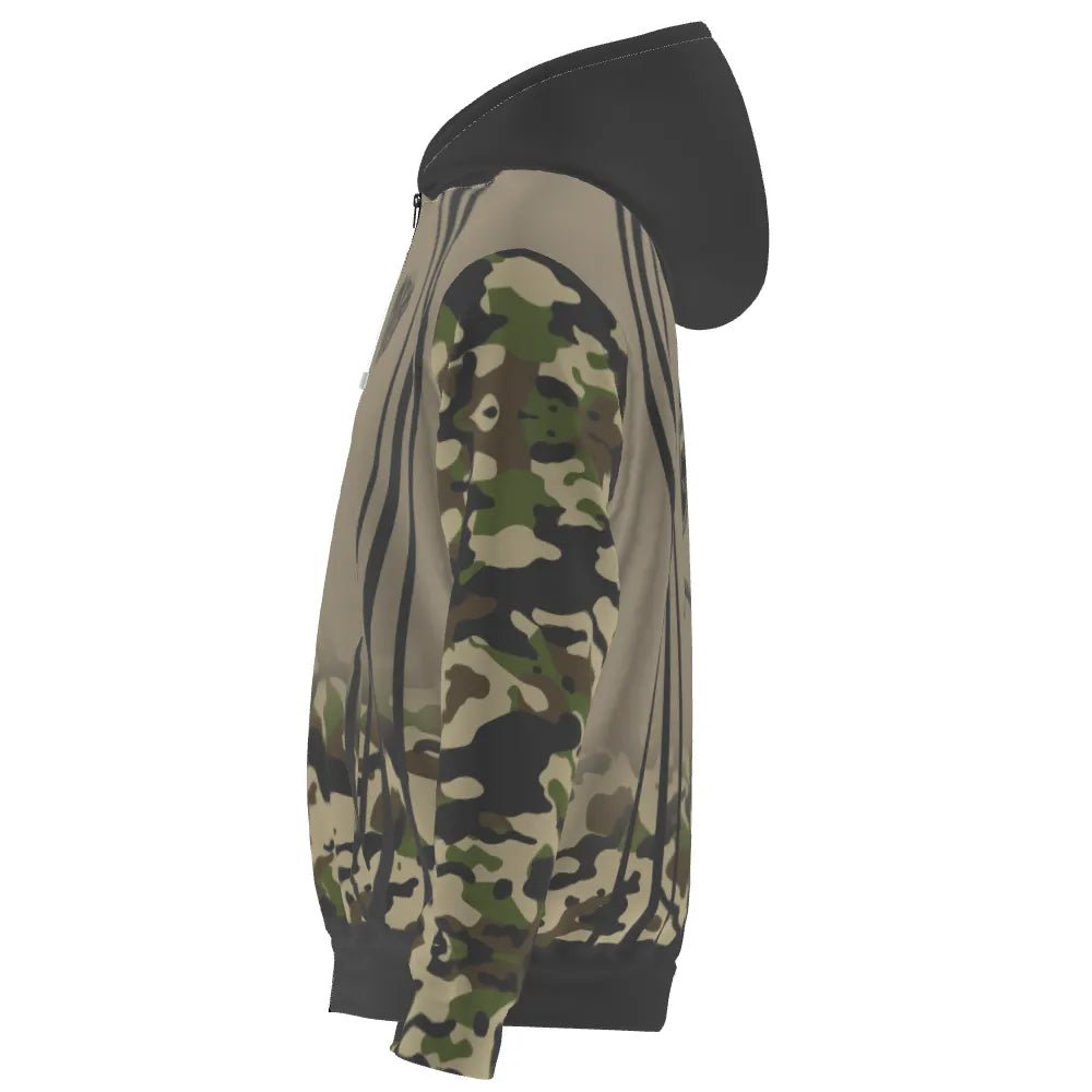 Darts Hoodie mit Reißverschluss – Totenkopf und Sensenmann im Camouflage - Design U238 - Outfitsuche