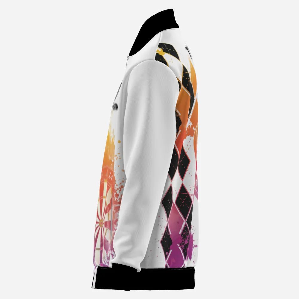 Darts - Jacke mit lebhaftem Aquarell - Rautenmuster – Ideal für Spieler und Fans! A370 - Outfitsuche