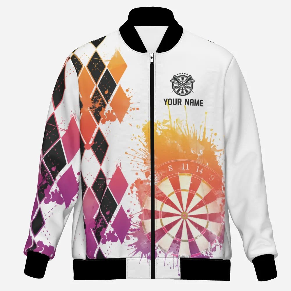 Darts - Jacke mit lebhaftem Aquarell - Rautenmuster – Ideal für Spieler und Fans! A370 - Outfitsuche