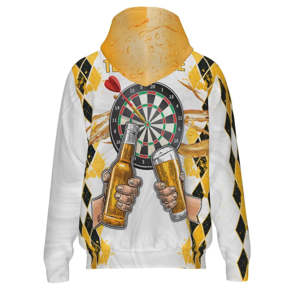 Darts Kapuzenpullover "Darts Spielen, Bier Genießen" im Rautenmuster S49 - Outfitsuche