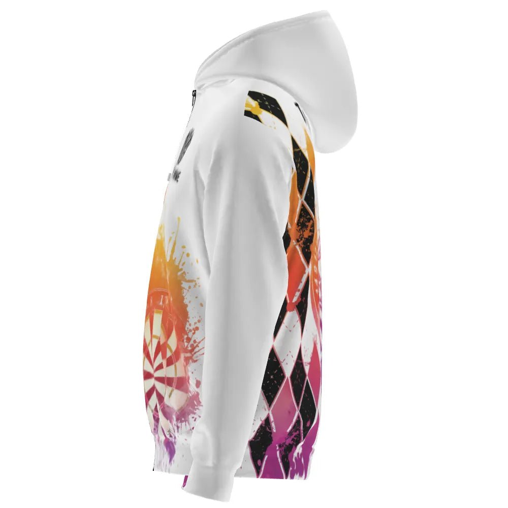 Darts Kapuzenpullover mit lebhaftem Aquarell - Rautenmuster - Ideal für Spieler und Fans! A370 - Outfitsuche