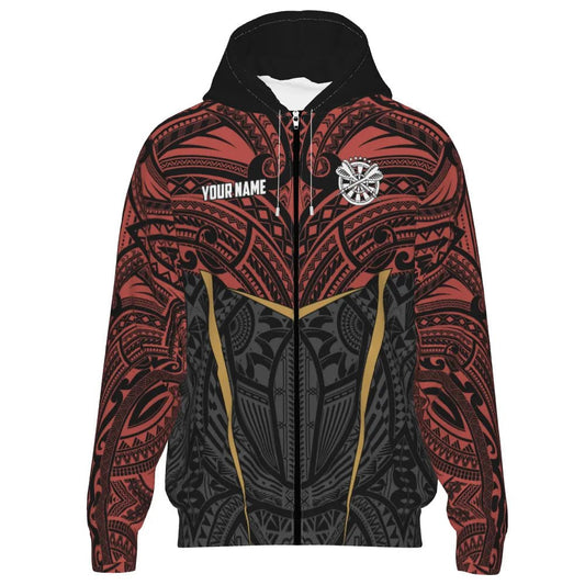 Darts Kapuzenpullover mit Rot - Gelben Tribal - Muster – Sportlich und Stylisch Y94 - Outfitsuche