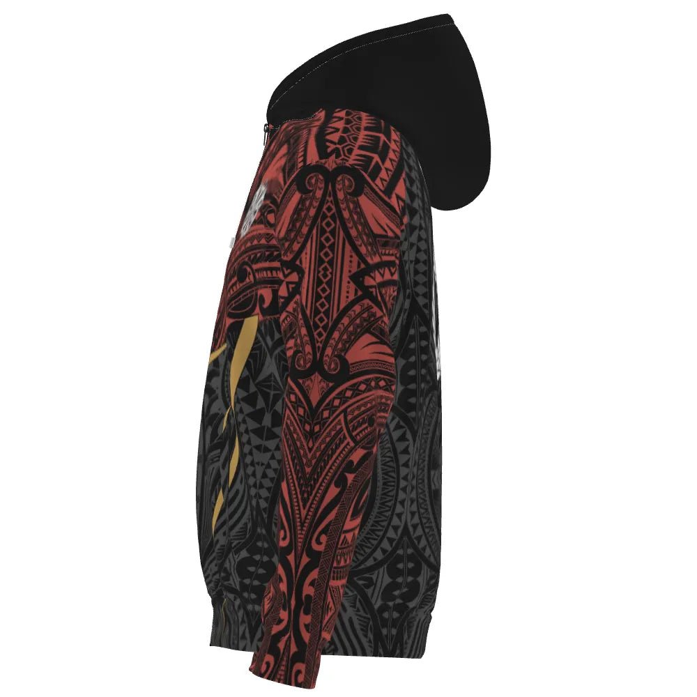 Darts Kapuzenpullover mit Rot - Gelben Tribal - Muster – Sportlich und Stylisch Y94 - Outfitsuche