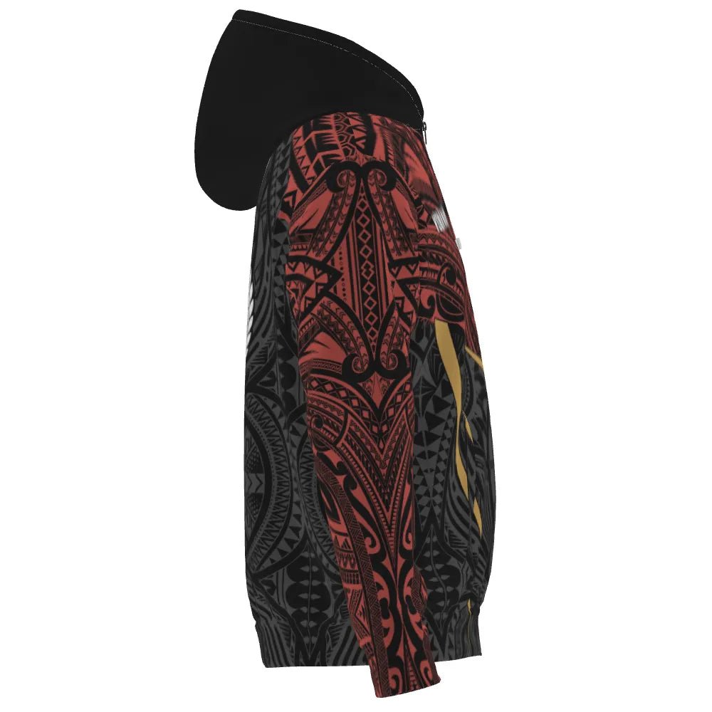 Darts Kapuzenpullover mit Rot - Gelben Tribal - Muster – Sportlich und Stylisch Y94 - Outfitsuche