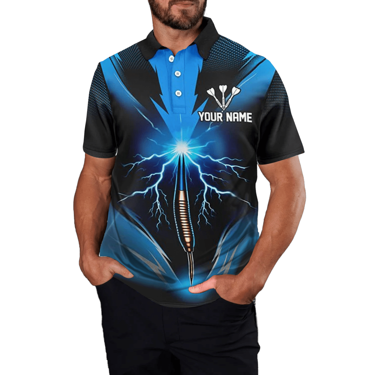 Darts Polo Shirt Herren | Blauer Blitz | Dart Trikot | L1373 - Outfitsuche