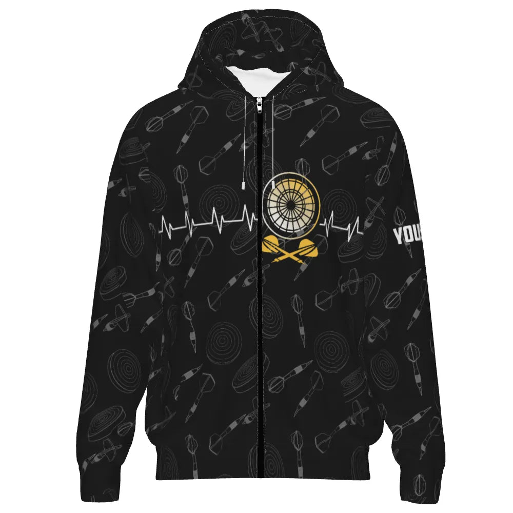 Darts Zipper - Hoodie mit Darts - Muster und Herzschlag - Design, Schwarz X823 - Outfitsuche