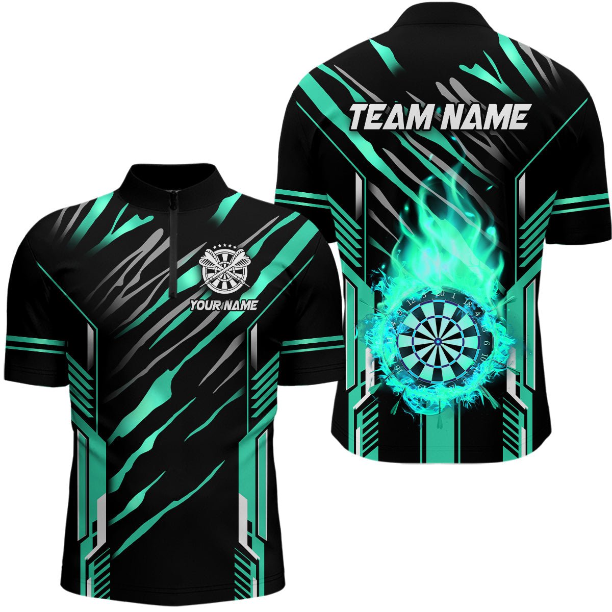 Dartscheibe Feuerflamme – Individuelle Dart - Shirts für Herren, Beste Dartliga - Trikots für Team - Uniformen | Cyan T3075 - Outfitsuche