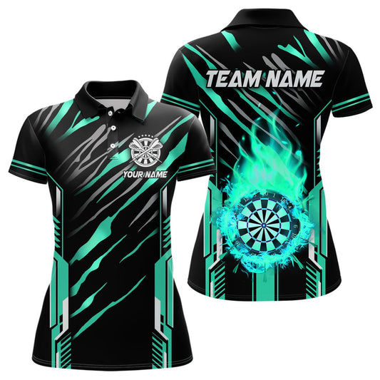 Dartscheibe mit Feuerdesign – Individuelle Dart - Shirts für Frauen, Beste Dartliga - Trikots für Teams | Cyan T3075 - Outfitsuche