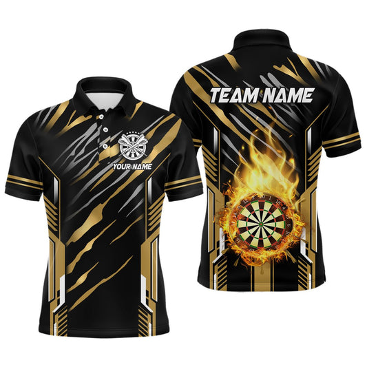 Dartscheibe mit Feuerdesign – Individuelle Dart - Shirts für Herren, Beste Dart - Liga - Trikots für Teams | Gold T3073 - Outfitsuche