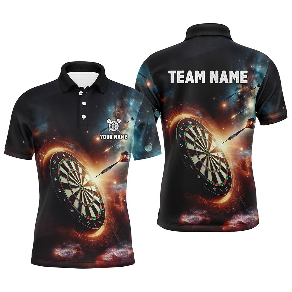 Dartshirt für Herren mit 3D-Galaxie-Druck | Personalisiertes Darts-Polo-Shirt | Hochwertiges Material | Individuelle Gestaltungsoptionen | L1357 - Outfitsuche