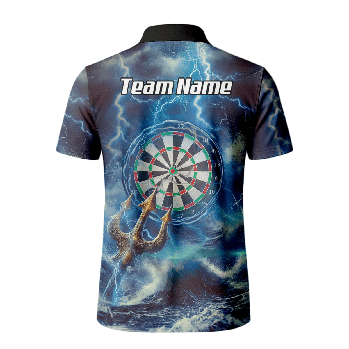 Dartshirt Herren personalisiert – Motiv Poseidon Gott der Meere, Blau P9182 - Outfitsuche