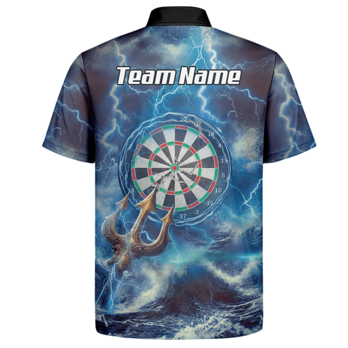 Dartshirt Herren personalisiert – Motiv Poseidon Gott der Meere, Blau P9182 - Outfitsuche