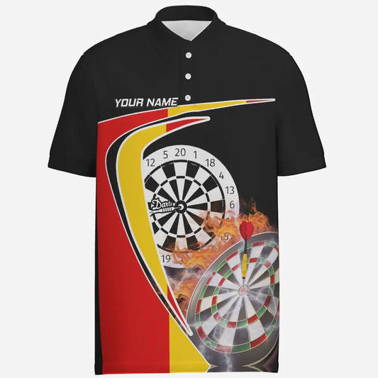 Deutscher Meister Dart-Polo-Shirt "Triple-20", personalisierbares Herren Dartshirt mit Flammendesign und Deutschland Flagge, Dartteam-Trikot GM4632 - Outfitsuche