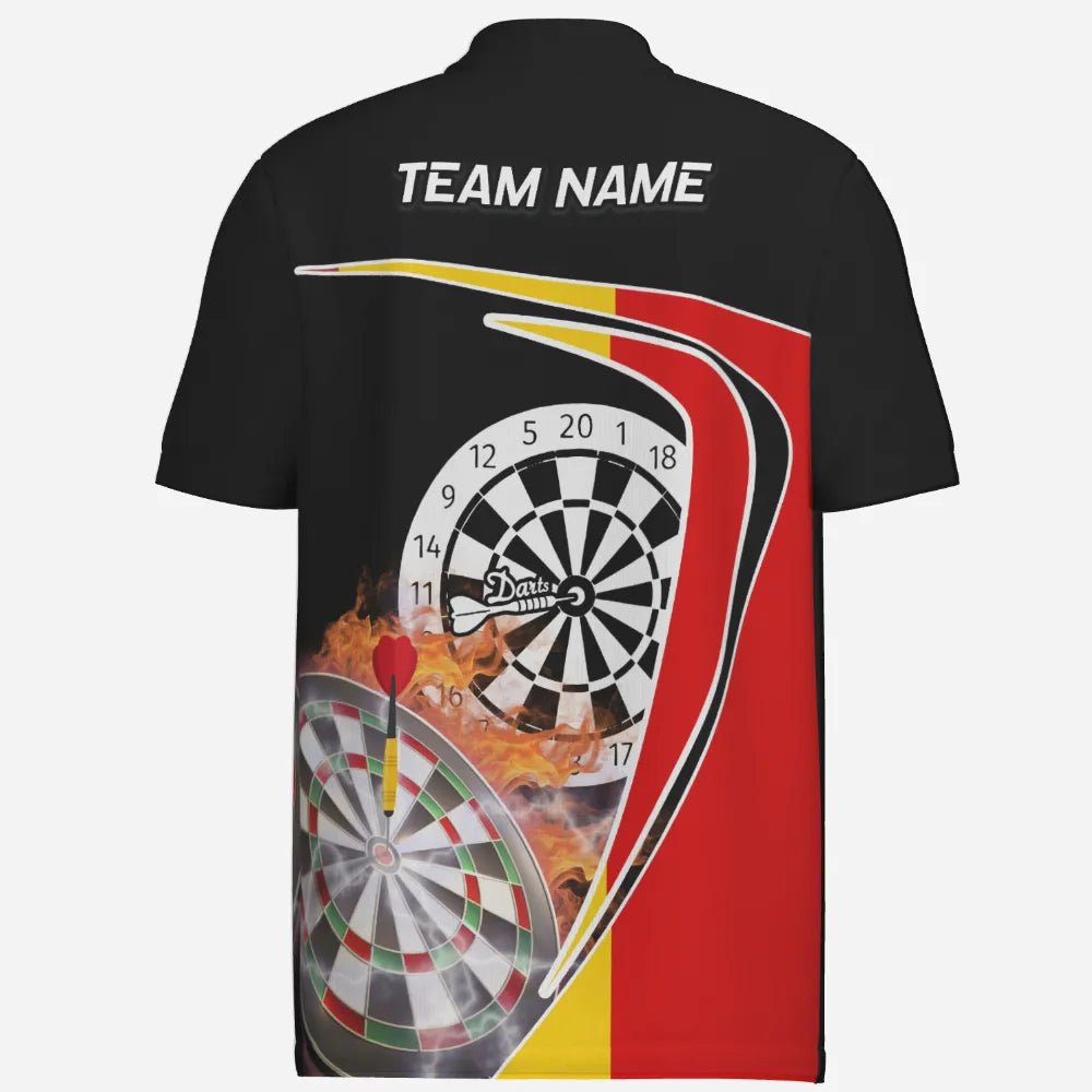 Deutscher Meister Dart-Polo-Shirt "Triple-20", personalisierbares Herren Dartshirt mit Flammendesign und Deutschland Flagge, Dartteam-Trikot GM4632 - Outfitsuche