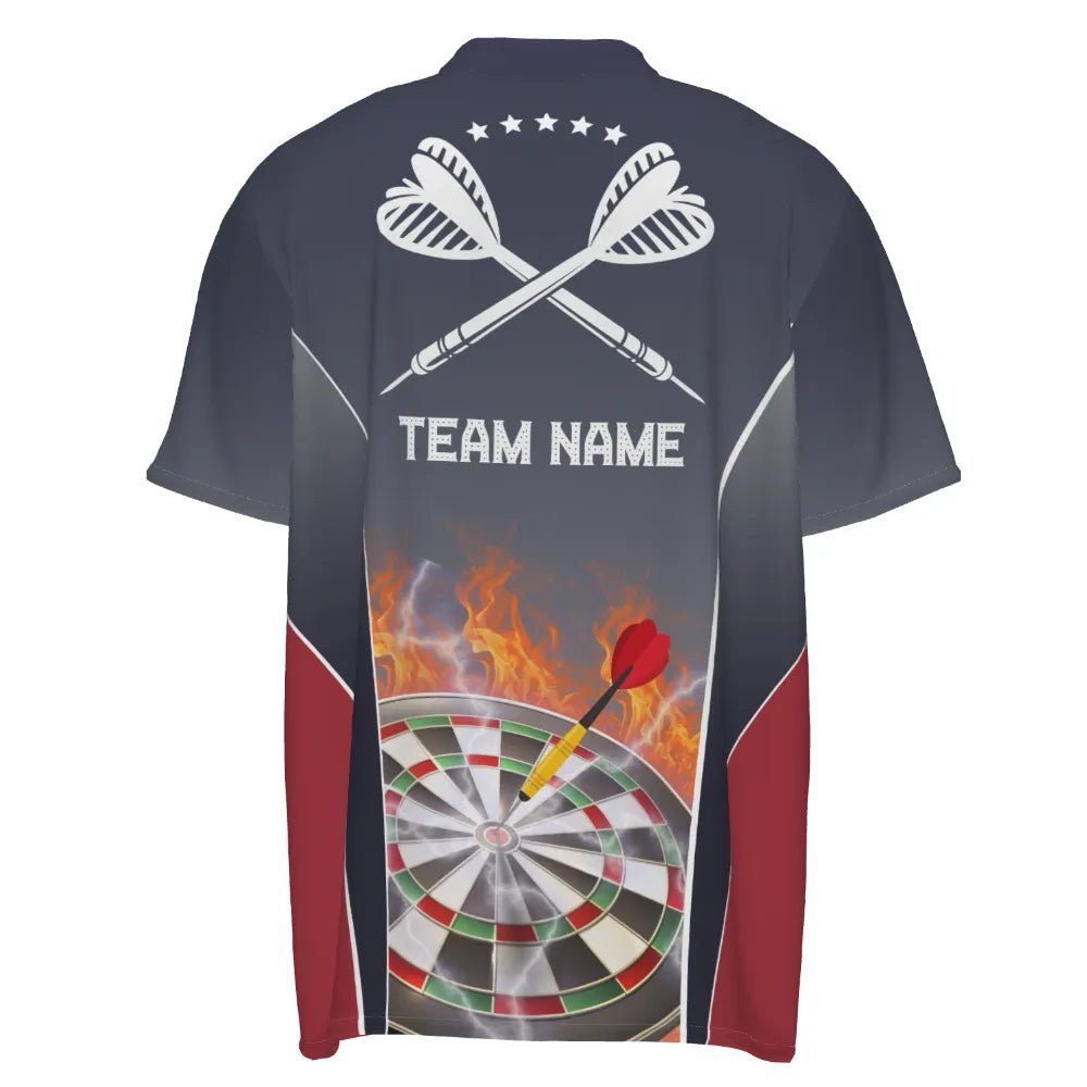 Deutschland Dynamik Dart-zip-Shirt "Bulls-Eye Flare", personalisierbares Dartshirt für Herren mit feurigem Dartboard-Motiv Deutschland Flagge GM4920 - Outfitsuche