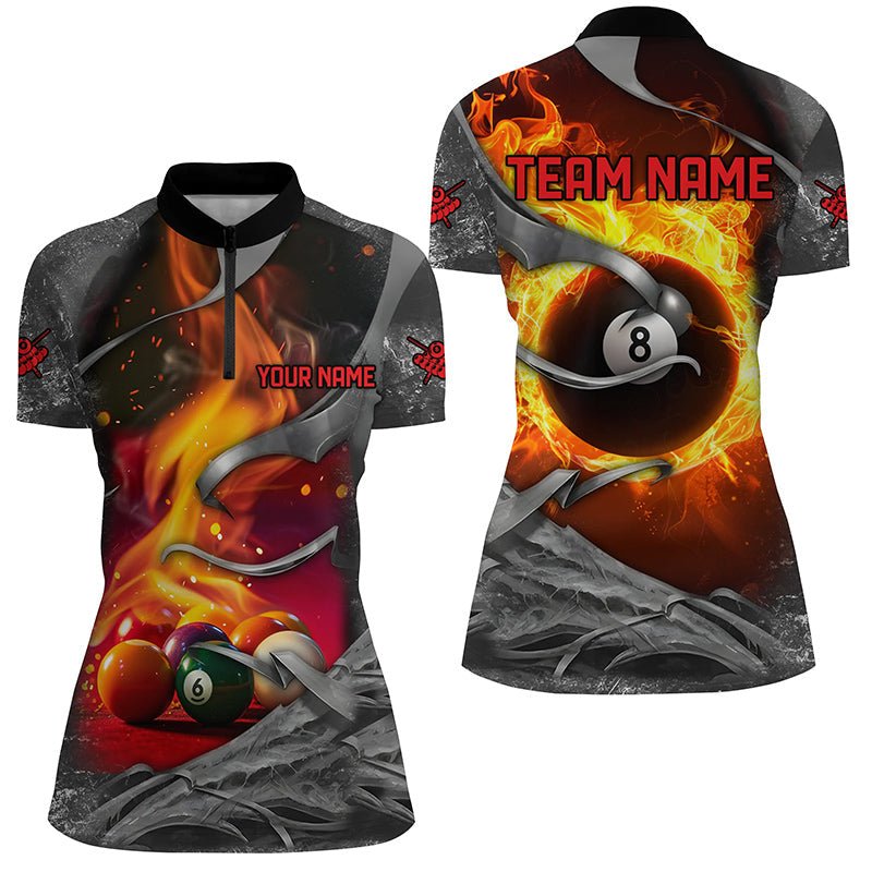 Dunkelgraues 8 - Ball Pool Feuerflammen - Shirt T1956 für Damen - Outfitsuche